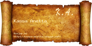 Kassa Anetta névjegykártya